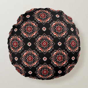 Elegantes Mandala-Boho-Blumenmuster Rundes Kissen