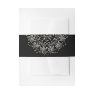 Elegantes Mandala Indian Boho Chic Schwarze Hochze Einladungsbanderole