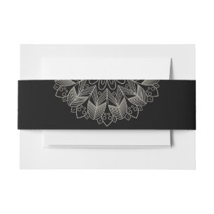 Elegantes Mandala Indian Boho Chic Schwarzes Hochz Einladungsbanderole