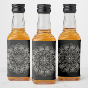 Elegantes Mandala Indisches Boho-Chic Schwarzes Ho Alkoholflaschenetikett