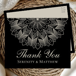 Elegantes Mandala Indisches Henna Boho Chic Schwar Einladungspostkarte