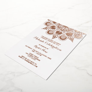 Elegantes Mandala-Mehndi echtes Roségold Folieneinladung