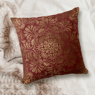 Elegantes Mandala Muster auf Maroon Red Throw Kiss Kissen