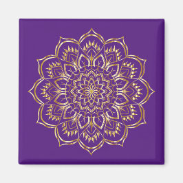 Elegantes Mandala-Muster Lila und Gold Magnet