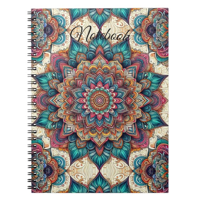 Elegantes Mandala Spiral Foto Notebook Notizblock (Vorderseite)