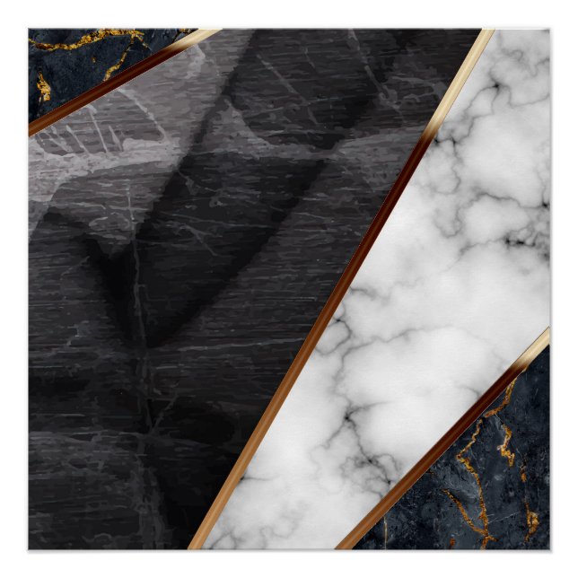 Elegantes Marble Collage Muster Poster (Vorderseite)