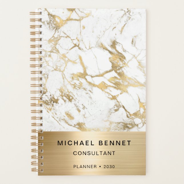 Elegantes Marble Gold Consultant Business Planer (Vorderseite)