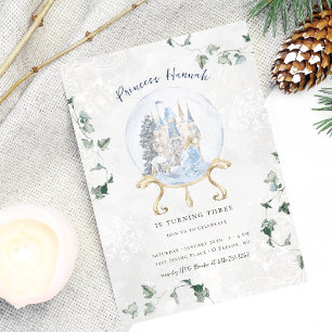 Elegantes Märchen   Winterprinzessin Geburtstag Einladung
