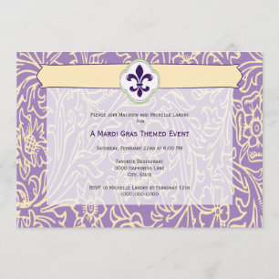 Elegantes Mardi Gras Fleur de Lis Event Einladung