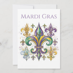 Elegantes Mardi Gras im Wasserfarbeneffekt Einladung
