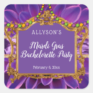 Elegantes Mardi Gras-Junggesellinnenabschied in Li Quadratischer Aufkleber