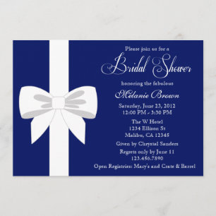 Elegantes Marine-Blau-weißes Band-Brautparty Einladung