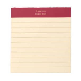 Elegantes marine-rotes Kopfteil mit Linie Notizblock