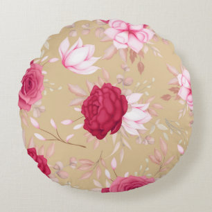 Elegantes Marineblau, rosa floral Rundes Kissen