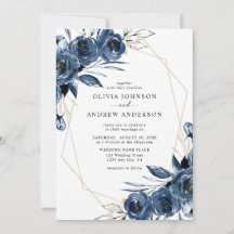Elegantes Marineblau Silber Geometrisch Florales H