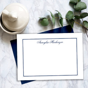 Elegantes Marineblau und Weiß Personalisiert Mitteilungskarte