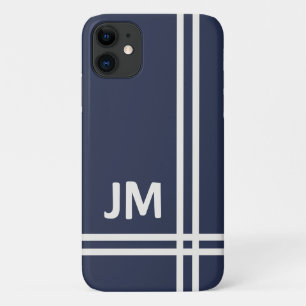 Elegantes marineblau-weiß gestreiftes Design Case-Mate iPhone Hülle