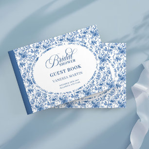 Elegantes Marineblaue Toile-Rosen-Hochzeitsdusche- Gästebuch