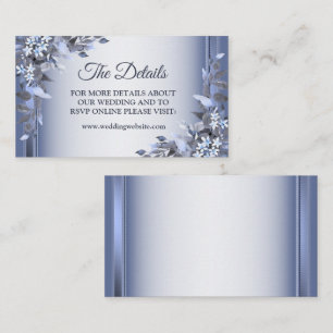 Elegantes marineblaues florales silbernes Hochzeit Begleitkarte