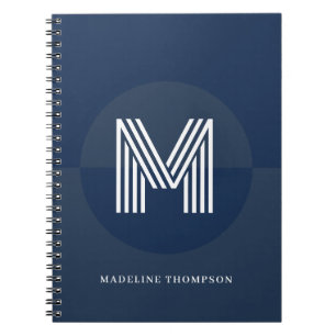 Elegantes, marineblaues, geometrisches, modernes M Notizblock