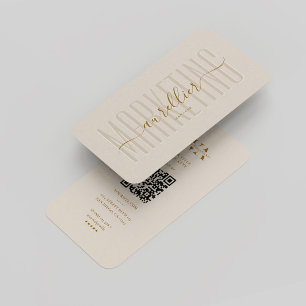 Elegantes Marketing Monogram Name Script Sand Gold Visitenkarte