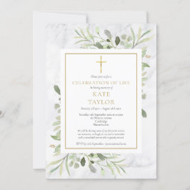 Elegantes Marmor Foto Feier zum Leben Beerdigung Einladung