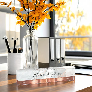 Elegantes Marmor-Gold-Ton-Monogramm-Schreibtisch-N Namensplakette