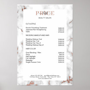 Elegantes Marmor-Preisliste-Poster Poster