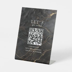 Elegantes Marmor-Schwarz-Gold-Salon-Social-Media Sockelschild