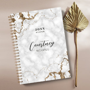 Elegantes Marmor- und Gold-Logo-Unternehmen 2023 Planer