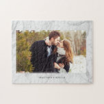 Elegantes Marmorbeschaffenheits-Rahmen-Foto Puzzle<br><div class="desc">Schöner personalisierter Fotoentwurf.</div>