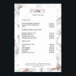 Elegantes Marmorpreisliste Poster<br><div class="desc">Elegantes,  Marmor,  rosegold-weiße Preisliste Poster. Editieren Sie es einfach mit Ihrem Namen/Ihren Daten. Sie können den Schriftart/die Farbe mit mehr personalisieren. Ideal für Wellness,  Wellness-Center,  Massage,  Kosmetik,  Make-up Artist,  Nägel und Lashes.</div>