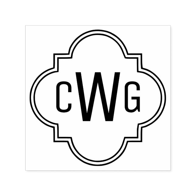 Elegantes marokkanisches Quatrefolie 3 Initialmono Permastempel (Design)