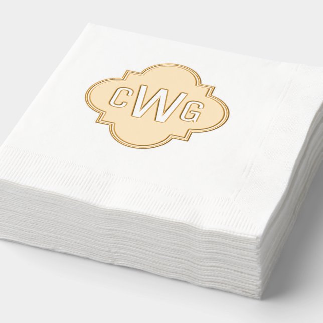 Elegantes marokkanisches Quatrefolien 3 Erste Mono Servietten Mit Folie (Ausschnitt)