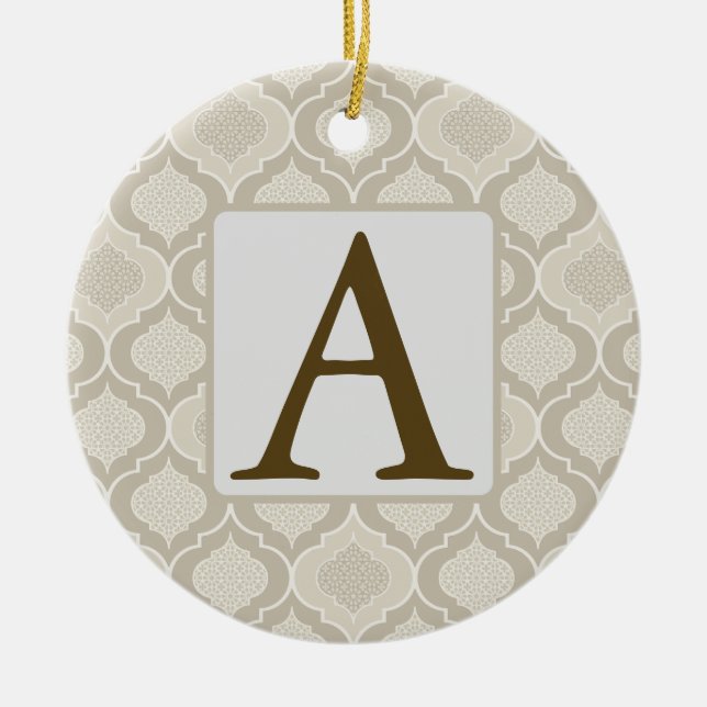 Elegantes marokkanisches Trellis-Muster in neutral Keramik Ornament (Vorne)