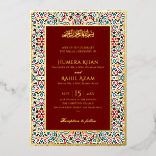 Elegantes Marron-Grün Persisches Juwel Marmor Musl Folieneinladung