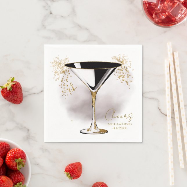 Elegantes Martini-Glas mit Glitzer Serviette (Beispiel)