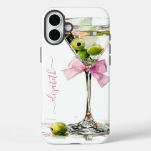 Elegantes Martini-Monogramm iPhone 16 Plus Hülle