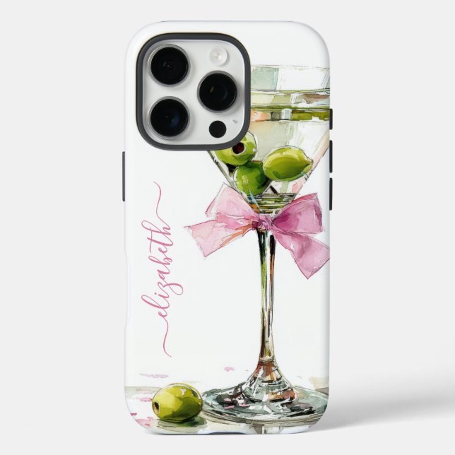 Elegantes Martini-Monogramm Case-Mate iPhone Hülle (Rückseite)