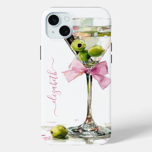 Elegantes Martini-Monogramm Case-Mate iPhone Hülle (Rückseite)
