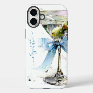 Elegantes Martini-Monogramm iPhone 16 Plus Hülle