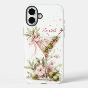 Elegantes Martini-Monogramm iPhone 16 Plus Hülle