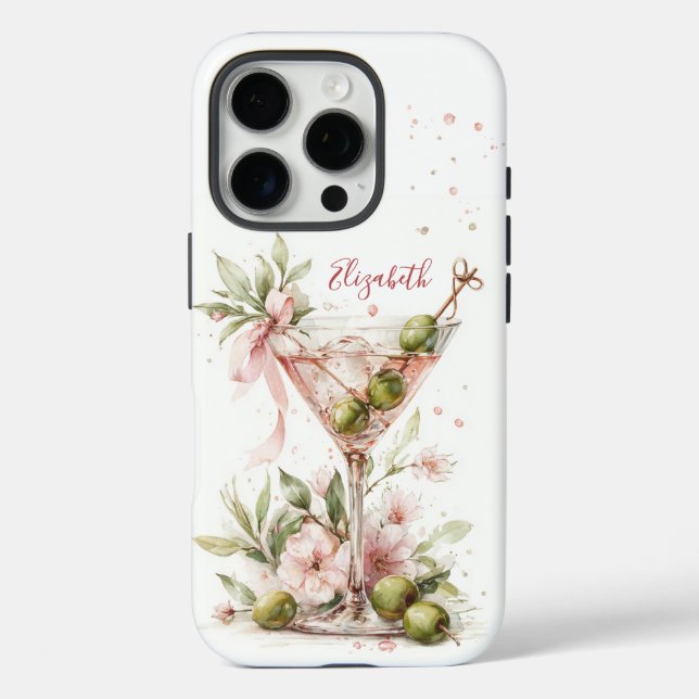 Elegantes Martini-Monogramm Case-Mate iPhone Hülle (Rückseite)