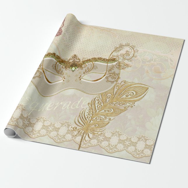 Elegantes Maskerade-Packpapier Geschenkpapier (Ungerollt)