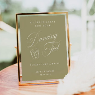 Elegantes Matcha-Grün Hochzeit Tanzende Füße  Poster
