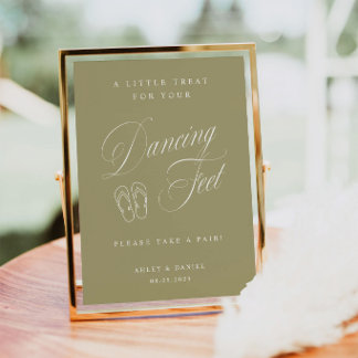 Elegantes Matcha-Grün Hochzeit Tanzende Füße Poster