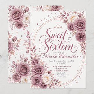 Elegantes Mauve Sweet 16 Einladung