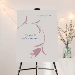 Elegantes Mauve- und Staubblau-Blumen-Hochzeitssch