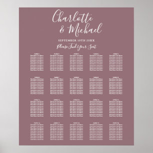 Elegantes Mauve-Unterschrift Hochzeitssattel Poster