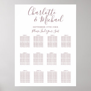 Elegantes Mauve-Unterschrift Hochzeitssattel Poster